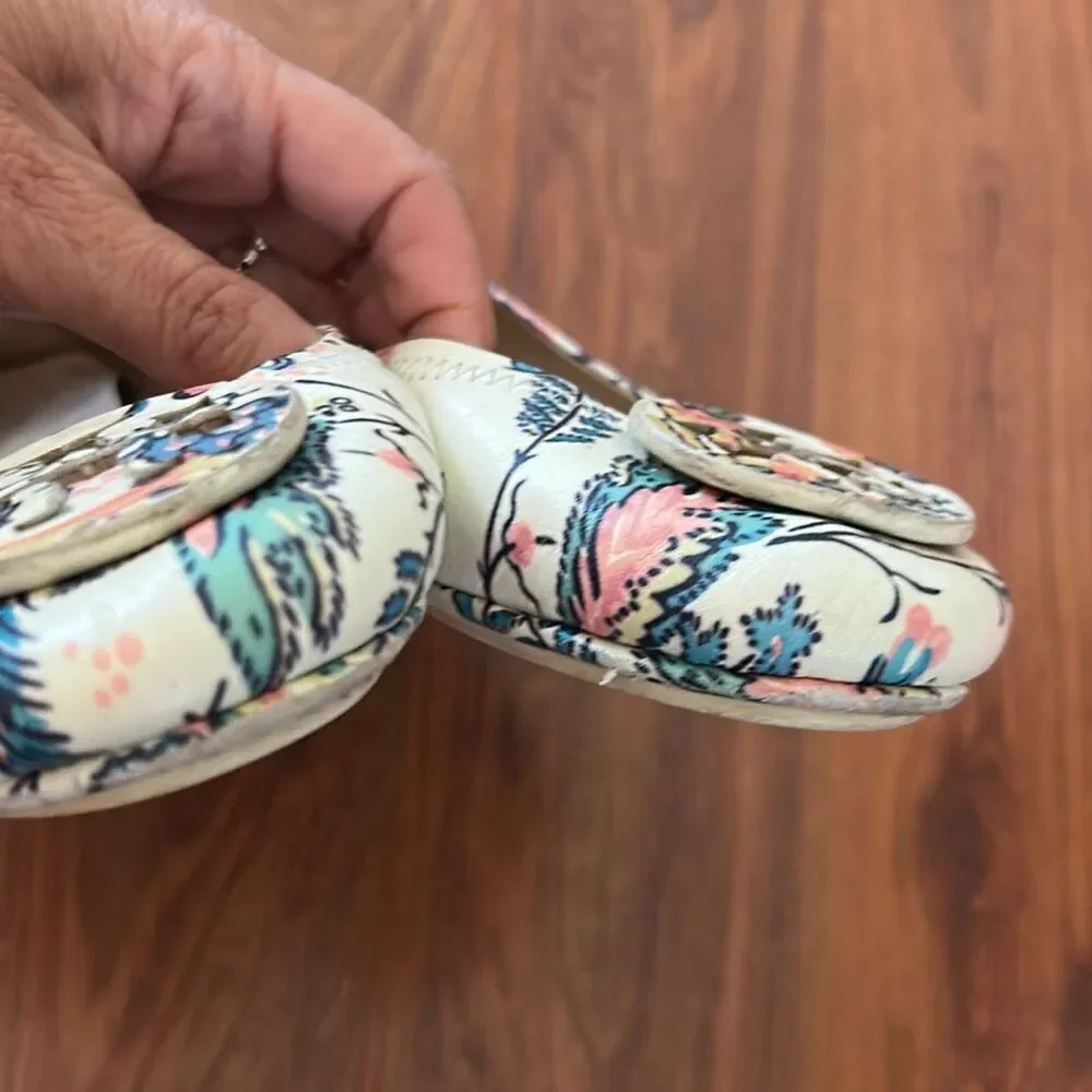 Tory Burch mini floral Ballet flats black 8 beige turquoise peach